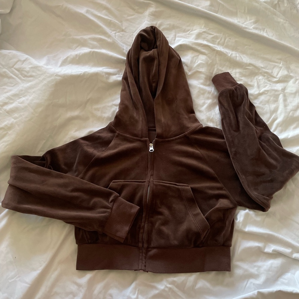Brown cropped zip up